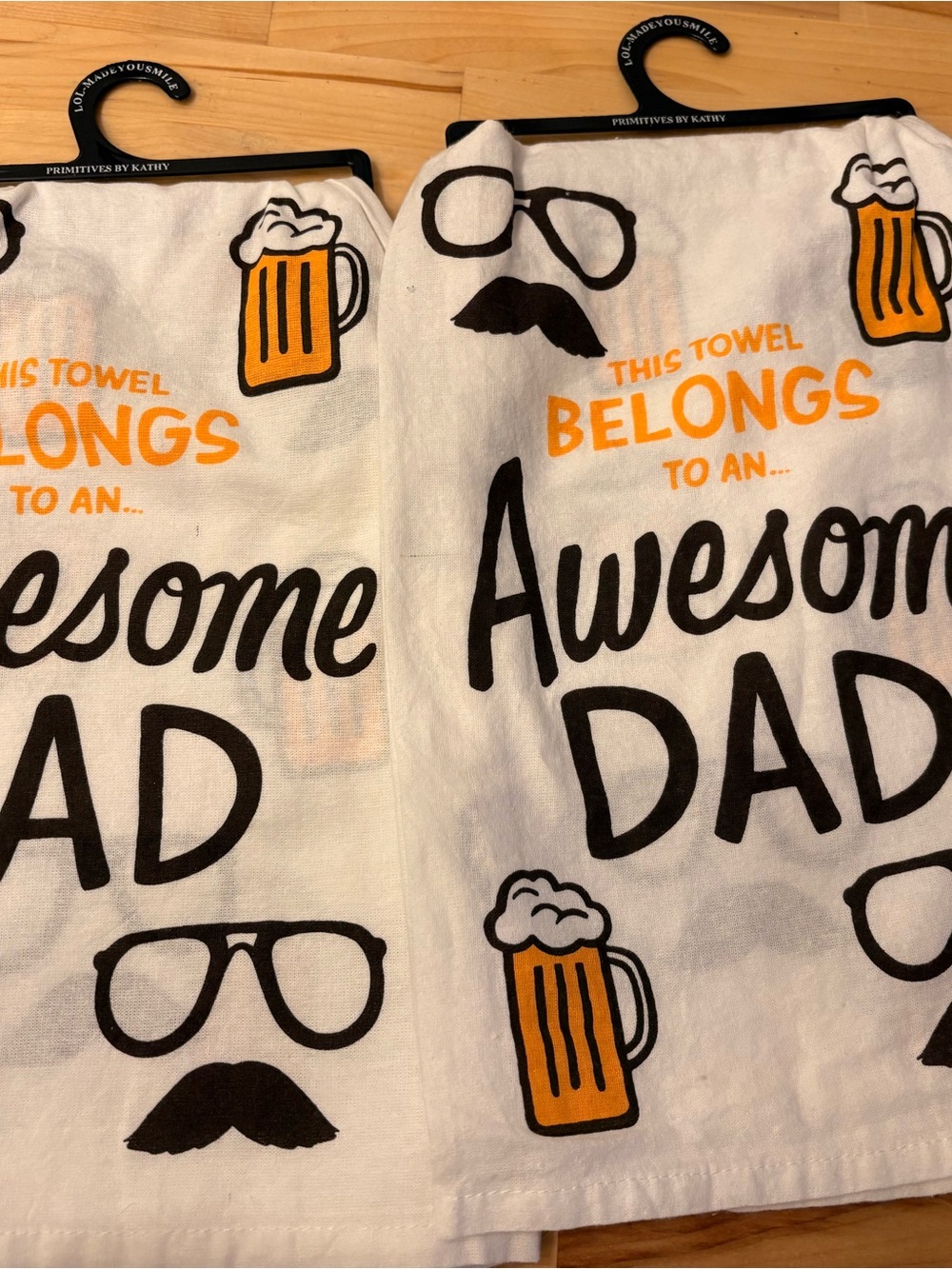 2 Primitives by Kathy White Kitchen Towel “Awesome Dad” beer towel